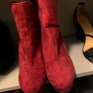 Maroon suede boot heels